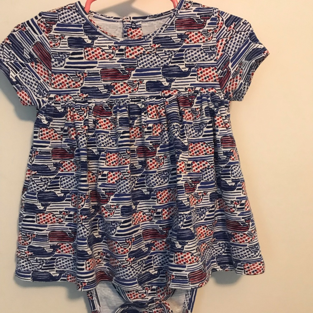 Vineyard Vines blue print onesie dress
